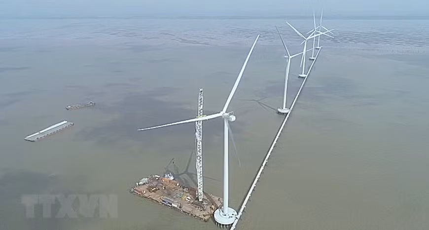 La planta de energía eólica Bac Lieu está construida en un área de más de 100 hectáreas con una capacidad de 99 megavatios, y producción de alrededor de 320 millones de kilovatios/año (Fuente: VNA)