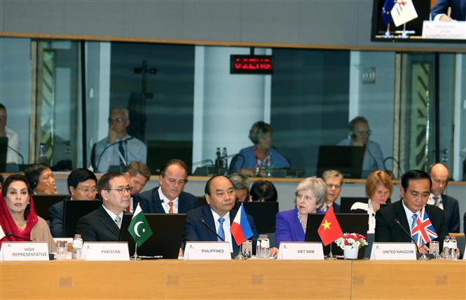 El primer ministro de Vietnam, Nguyen Xuan Phuc, asiste a la inauguración de la XII ASEM. (Fuente: VNA)