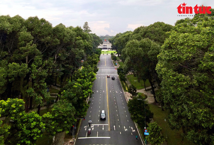 La calle Le Duan (distrito 1) está cubierta por dos hileras de árboles verdes. Se trata de una ruta en la zona céntrica de la ciudad que conecta el Zoológico y el Palacio de la Independencia. (Fuente: VNA)