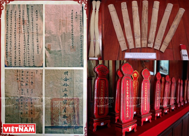 Órdenes reales, libros y tabletas ancestrales relacionados con la flotilla Hoang Sa se mantienen por muchas familias. (Fuente: VNA)