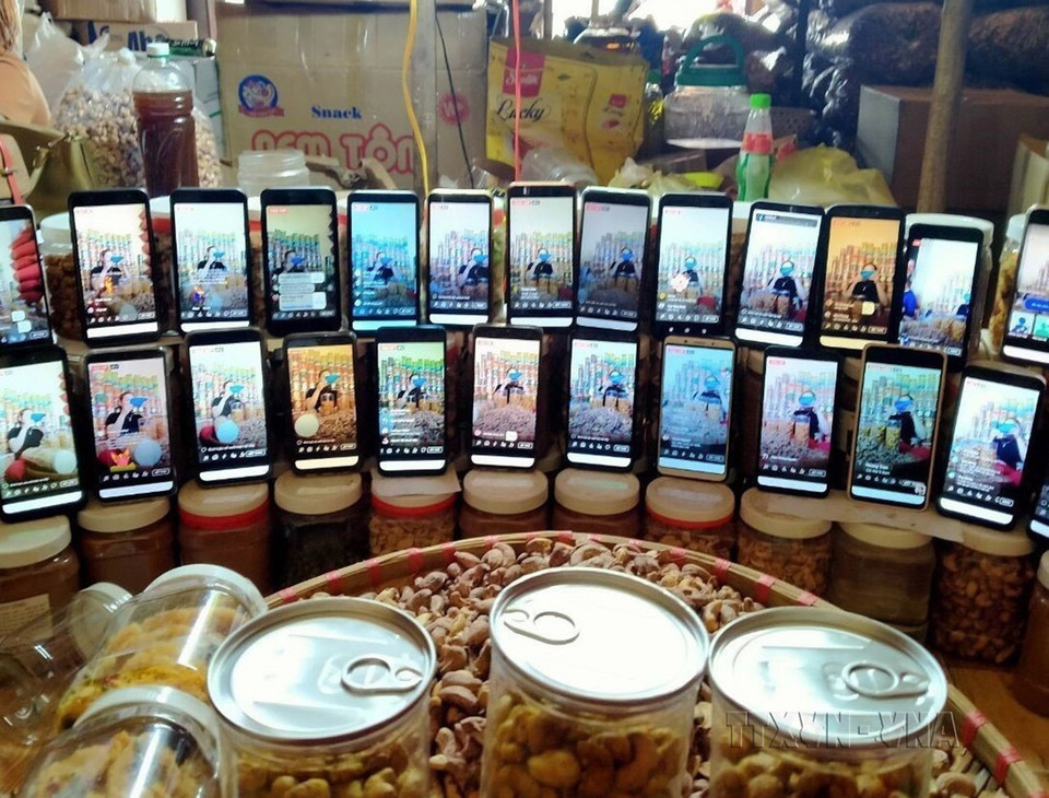 El grupo de mujeres de la comuna de Duong 10, la única remota y extremadamente difícil del distrito de Bu Dang (Binh Phuoc), ha tomado la iniciativa de utilizar Internet para introducir especialidades agrícolas locales en todas partes del país. (Foto: VNA)