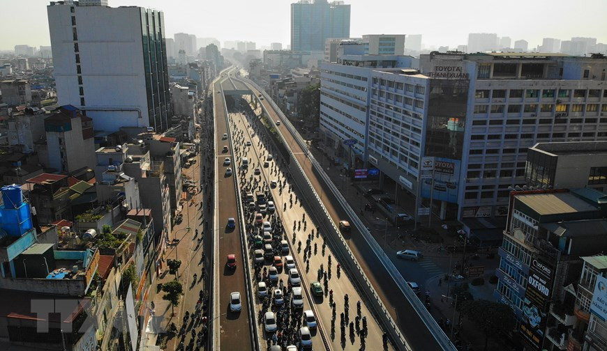 Panorama de la vía de circunvalación 2 elevada, tramo Nga Tu Vong- Nga Tu So (Fuente: VNA)