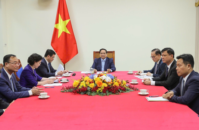 Premier vietnamita mantiene conversación telefónica con canciller alemán. (Foto: VNA) vna-potal-thu-tuong-pham-minh-chinh-dien-dam-thu-tuong-duc-friedrich-merz-8305137.jpg