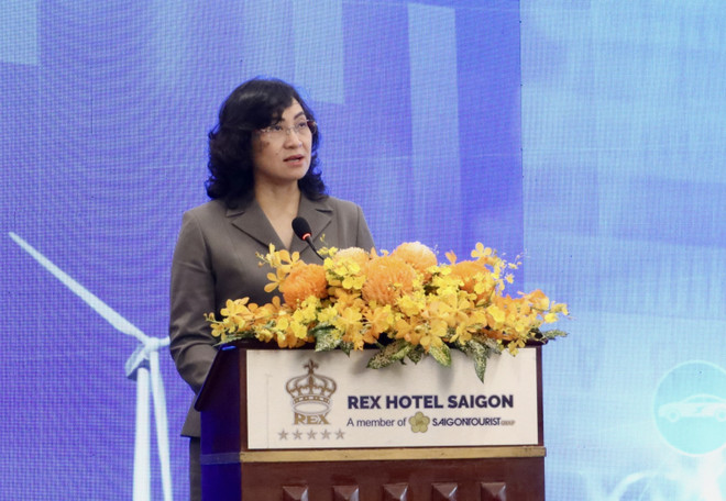 La viceministra de Industria y Comercio de Vietnam, Phan Thi Thang, en el evento. (Foto: VNA) vna-potal-dien-dan-hop-tac-kinh-te-thuong-mai-viet-nam-eu-nam-2025-8345887.jpg