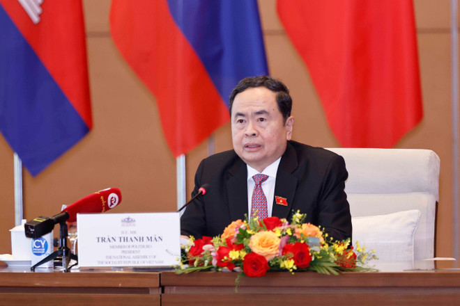 El presidente de la Asamblea Nacional de Vietnam, Tran Thanh Man, habla en el evento. (Fuente:VNA) MAN1.jpg