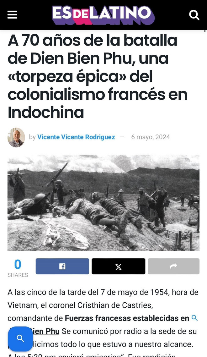El periódico El Debate de España publica información sobre desfiles militares en conmemoración al 70 aniversario de la Victoria de Dien Bien Phu. (Fuente:VNA) vna_potal_70_nam_chien_thang_dien_bien_phu_cuba_chuc_mung_dang_va_nhan_dan_viet_nam__7366942_(1).jpg