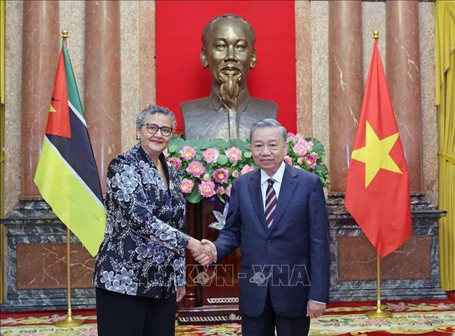 El presidente To Lam recibe a Ilundi Dos Santos, recién designada embajadora de Mozambique en Vietnam. (Fuente:VNA) uuid=9D22792B-B027-48F6-B888-102F23D47724&library=1&type=1&mode=1&loc=true&cap=true.jpg