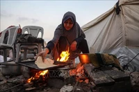 Una mujer palestina en la zona de Sheikh Radwan, al norte de Gaza. Foto: Xinhua/TTXVN