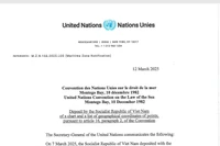 Anuncio del Secretario General de la ONU a los Estados miembros. (Foto: Ministerio de Asuntos Exteriores vietnamita)