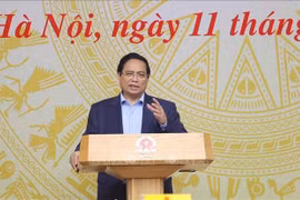 El primer ministro de Vietnam, Pham Minh Chinh, interviene en el evento. (Fuente: VNA)