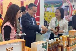 La Organización de Comercio Exterior de Japón en Hanoi (JETRO Hanoi), encabezada por su representante jefe, Ozasa Haruhiko, realiza una visita de trabajo a la primera Feria de Primavera 2026. (Fuente: VNA)