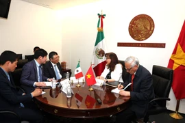 En el encuentro entre la presidenta de la Comisión de Relaciones Exteriores Asia- Pacífica del Senado de la República de México, Yeidckol Polevnsky Gurwitz, y el embajador designado de Vietnam en México, Nguyen Van Hai. (Fuente: VNA)