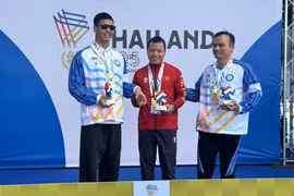 En la prueba masculina de 50 metros braza SB11, Nguyen Van Hanh se alzó con la medalla de oro tras registrar un tiempo de 36,37 segundos. (Fuente: VNA)