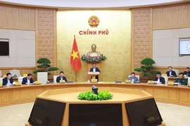 El primer ministro de Vietnam, Pham Minh Chinh, interviene en la reunión. (Fuente: VNA)