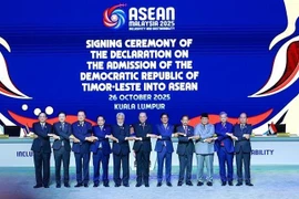 El primer ministro Pham Minh Chinh (cuarto desde la izquierda) y los jefes de delegación posan para una foto de grupo en la ceremonia inaugural de la 47.ª Cumbre de la ASEAN y otras cumbres relacionadas. (Fuente: VNA)