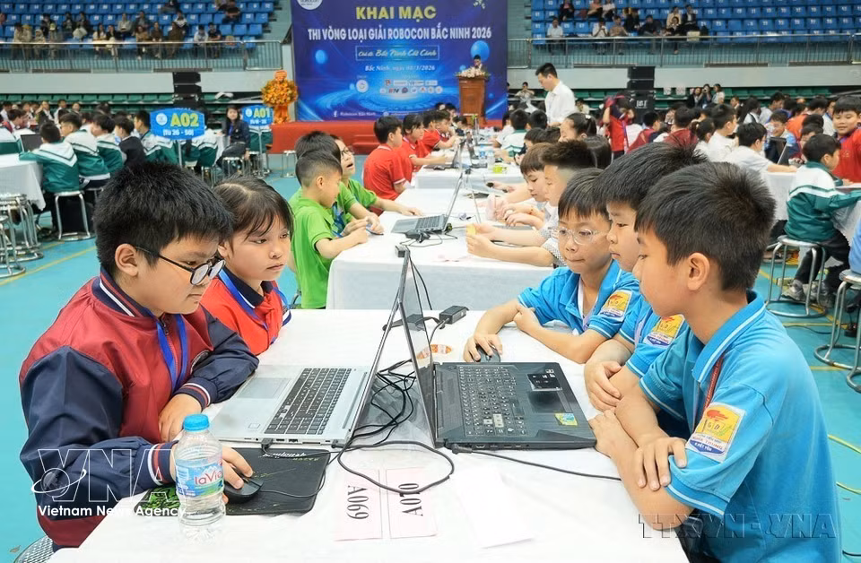 El concurso Robocon de la provincia de Bac Ninh 2026, con el tema “Bac Ninh despega”, reúne a más de 1.760 estudiantes de entre 9 y 18 años. Foto: VNA