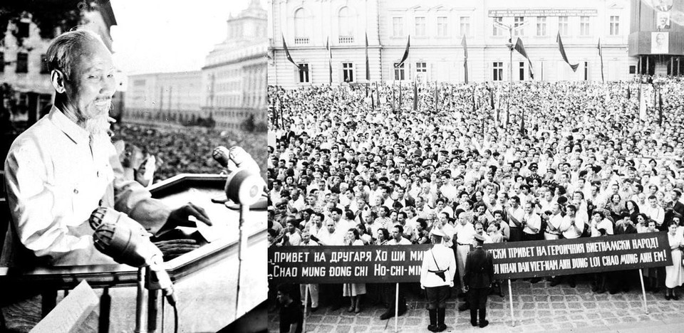 El Presidente Ho Chi Minh habló en el acto de bienvenida a su visita oficial de amistad a Bulgaria (13 de agosto de 1957), una visita que marcó un hito importante en la historia de las relaciones entre los dos países. Foto: VNA