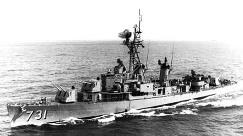 El destructor estadounidense Maddox (DD-731) violó las aguas territoriales de Vietnam (2 de agosto de 1964). Foto: Documentos internacionales/VNA
