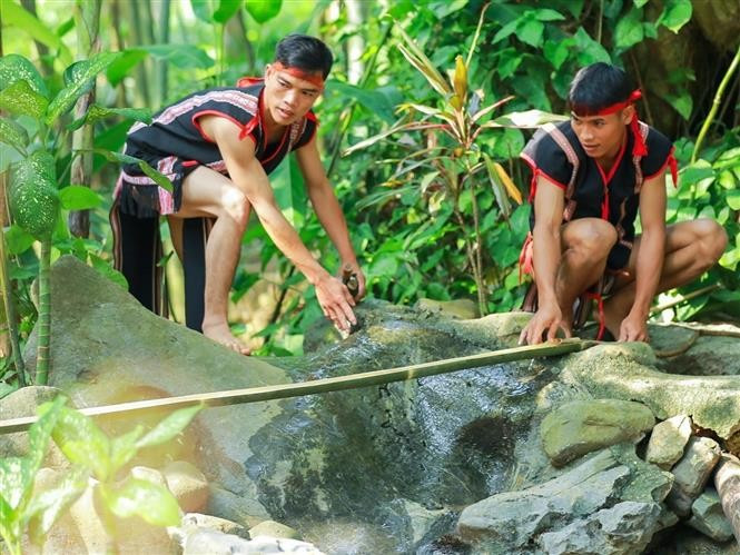 El agua utilizada para la ofrenda se recolecta directamente de ríos y arroyos. Foto: VNA