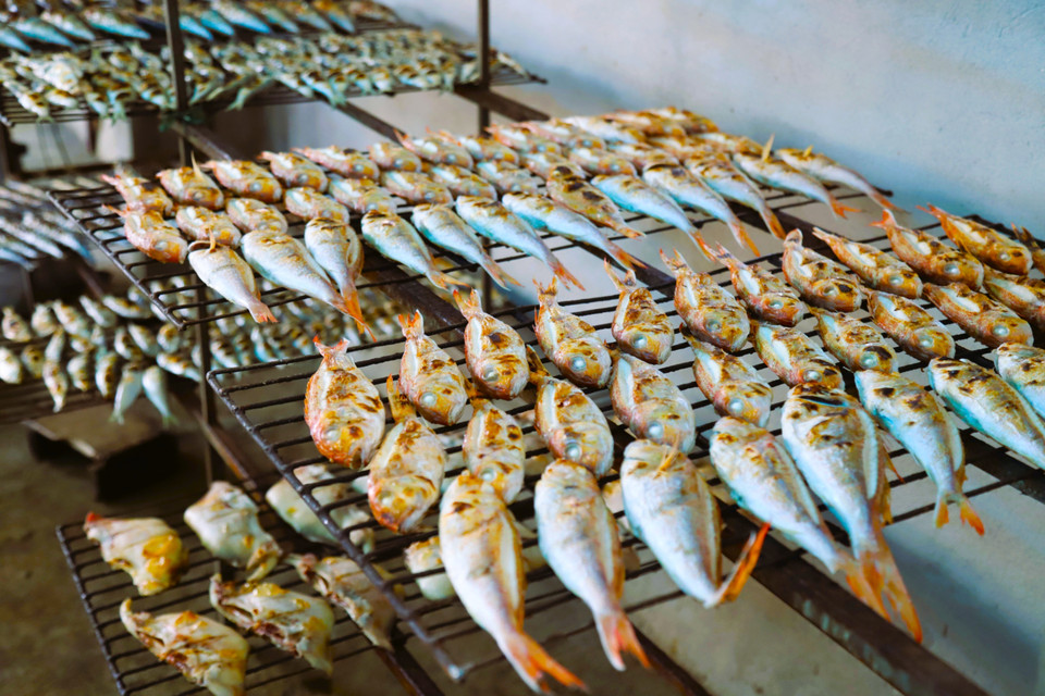 Gracias a un proceso artesanal de preparación y asado, el pescado asado de los habitantes de las aldeas costeras de Dien Chau es siempre aromático y delicioso. Foto: VNA