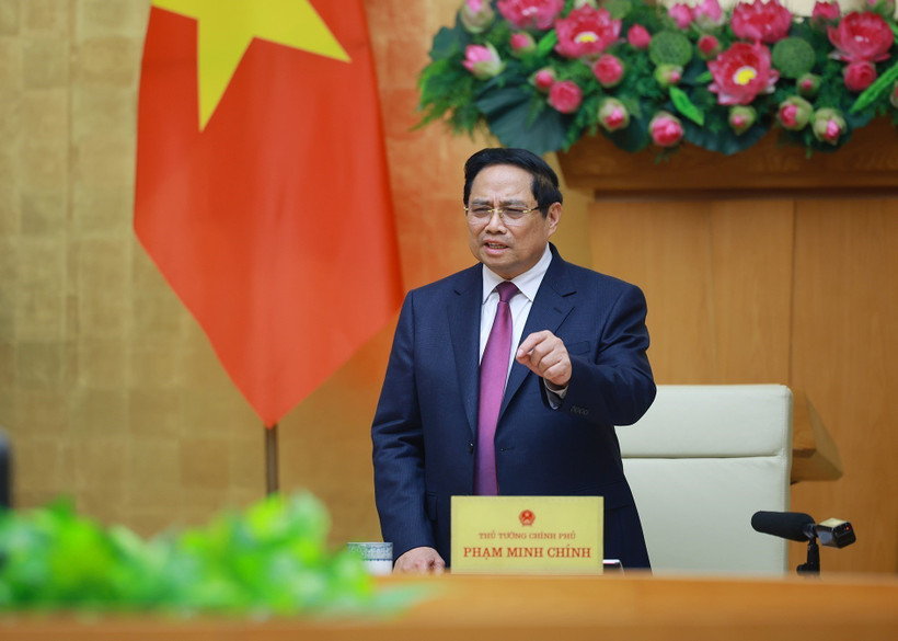 El primer ministro de Vietnam, Pham Minh Chinh, habla en la cita (Foto: VNA)