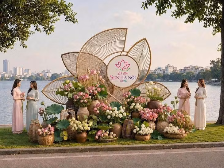 Vista conceptual del espacio donde se celebrará el Festival del Loto de Hanoi 2026. (Foto: Departamento de Turismo de Hanoi)