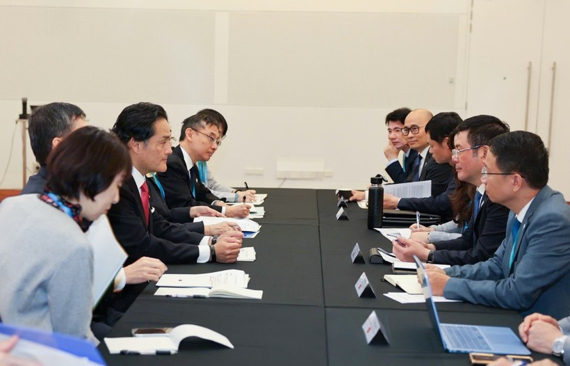 Durante la reunión sobre el CPTPP entre los dos ministros de Vietnam y Japón (Foto: VNA)