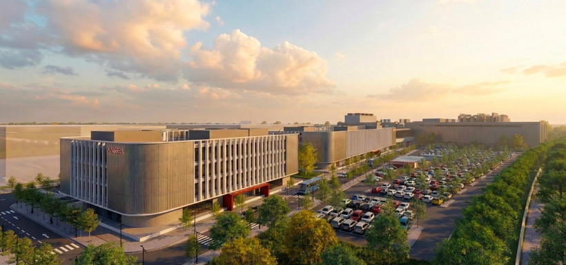 Vista en perspectiva de la planta de fabricación de chips de Viettel en el Parque de Alta Tecnología de Hoa Lac. (Foto: hanoimoi.vn)