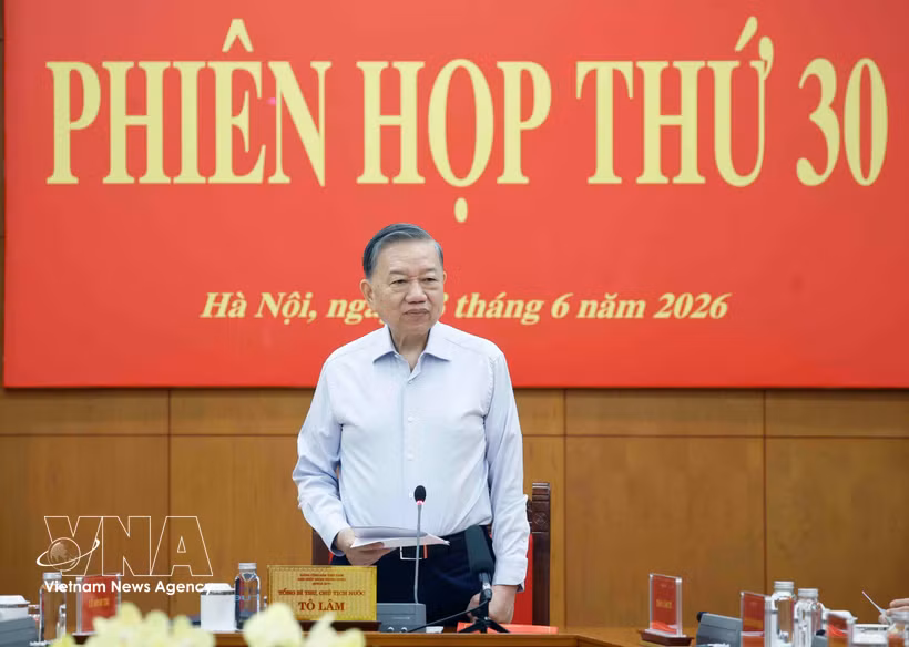 El secretario general del Partido Comunista y presidente de Vietnam, To Lam, habla en el evento. (Foto: VNA)