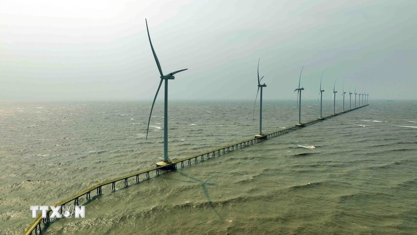 Planta de energía eólica en la ciudad de Duyen Hai, provincia de Vinh Long (antes Tra Vinh). (Foto: VNA)