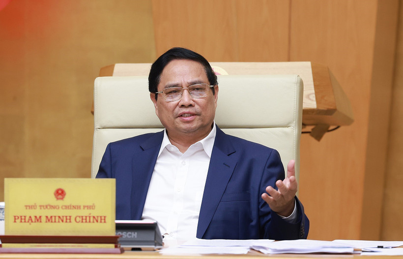 El primer ministro de Vietnam, Pham Minh Chinh, en la reunión (Foto: VNA)