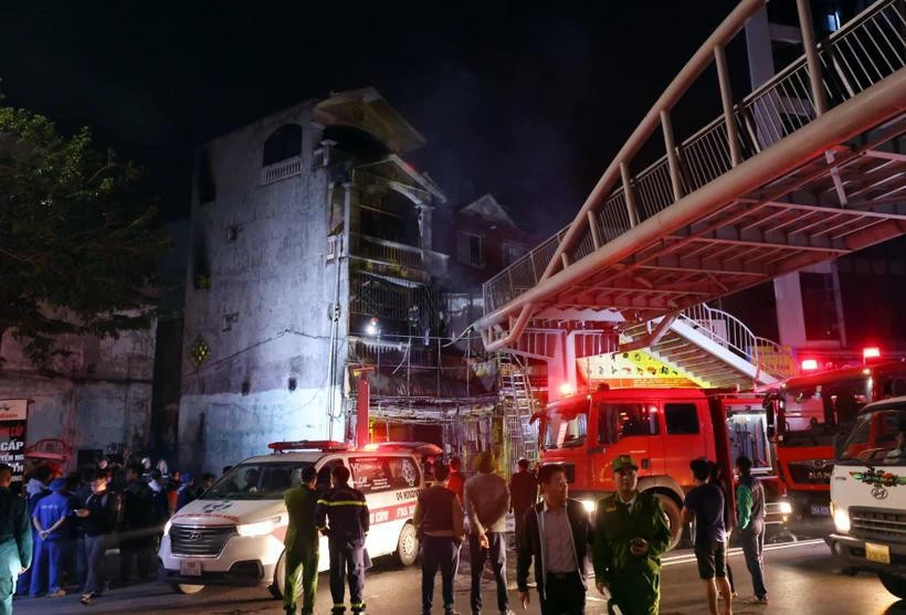 Escena del incendio en el distrito de Bac Tu Liem, en Hanoi. (Fuente: VNA)