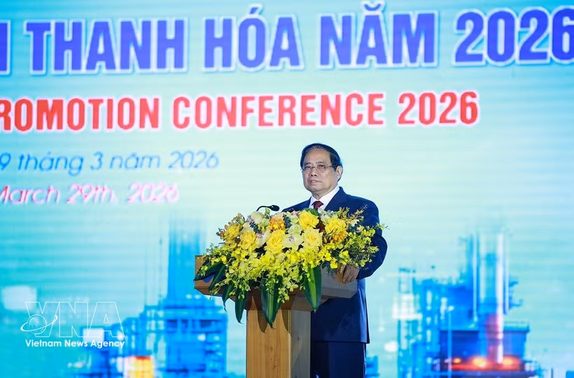 El primer ministro Pham Minh Chinh habla en la cita. (Foto: VNA)