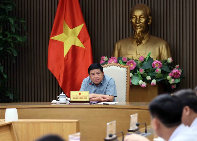 El viceprimer ministro Nguyen Chi Dung habla en la reunión (Foto: VNA)