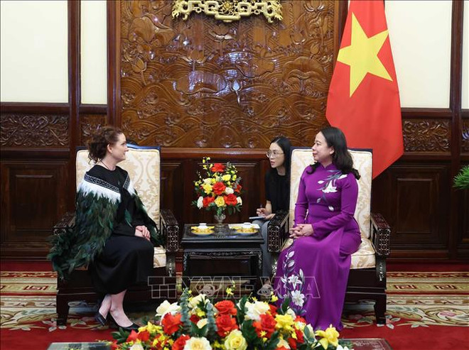 En el encuentro entre la presidenta interina de Vietnam, Vo Thi Anh Xuan, y la nueva embajadora de Nueva Zelanda, Caroline Rachel Beresford (Fuente: VNA) uuid=66C88DBB-4AC4-4FEC-A8DD-A4AD77BF1B66&library=1&type=1&mode=1&loc=true&cap=true.jpg