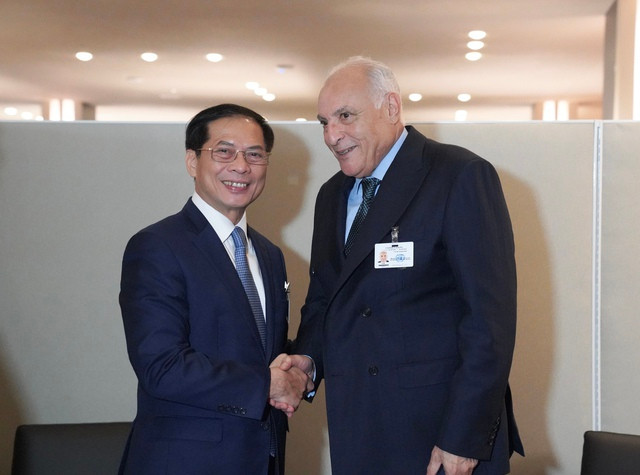 El vicepremier y canciller vietnamita Bui Thanh Son y el ministro argelino de Asuntos Exteriores y Comunidad Nacional en el Exterior, Ahmed Attaf. (Fuente: baochinhphu.vn) btng-algeria-17271771442311233910980.jpg