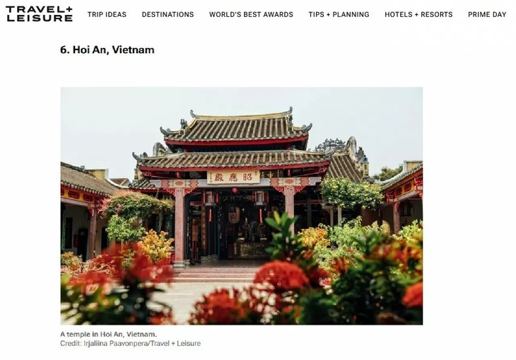 Hoi An, la única ciudad de Vietnam incluida entre las mejores del mundo en 2025. (Captura de pantalla) 