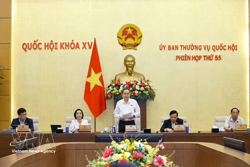 El presidente de la Asamblea Nacional, Tran Thanh Man, habla en la reunión. (Foto: VNA)