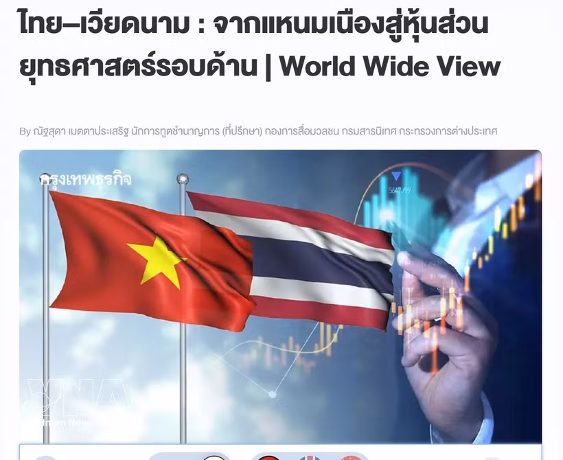 El artículo sobre la Asociación Estratégica Integral Vietnam – Tailandia publicado en el diario digital Bangkokbiznews.