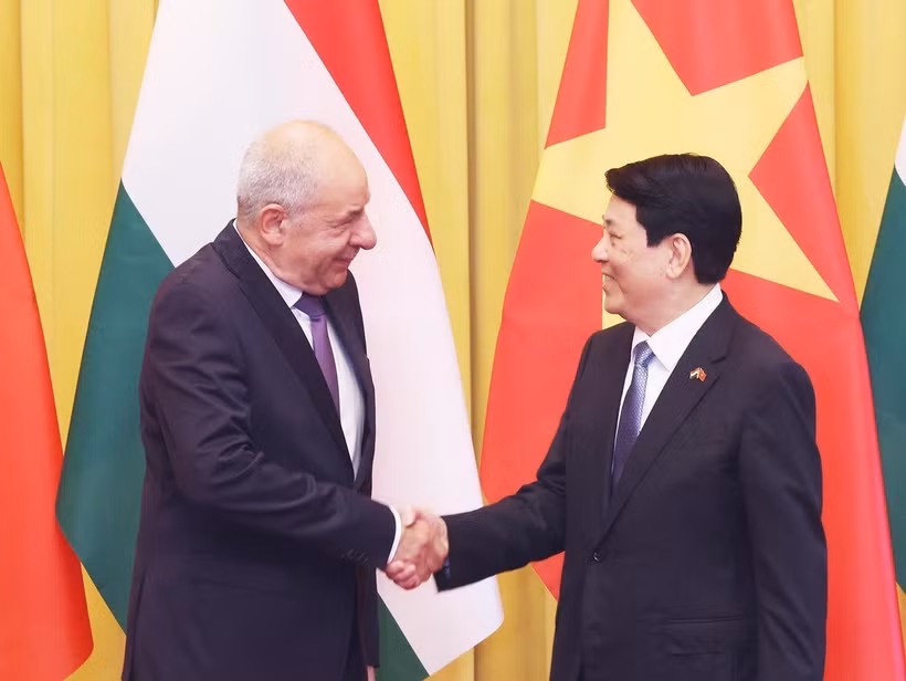 El presidente de Vietnam, Luong Cuong, y su homólogo húngaro, Tamás Sulyok. (Foto: VNA)