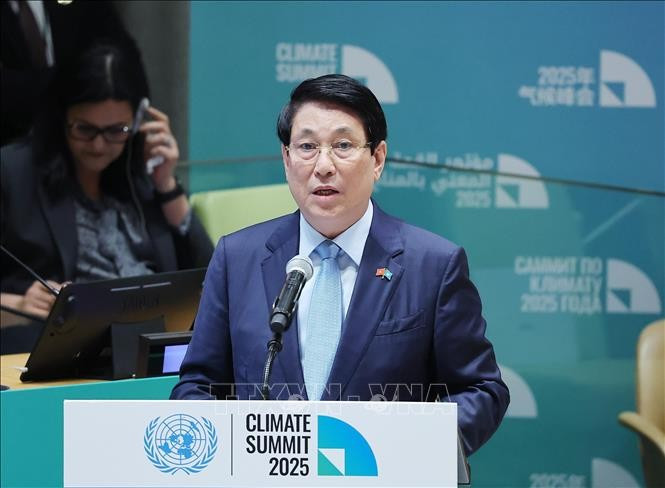 El presidente de Vietnam, Luong Cuong, interviene en el evento. (Fuente: VNA)