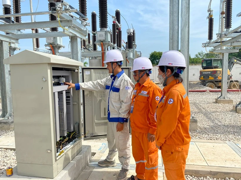 La estación transformadora de 110 kV, que suministra electricidad al Parque Industrial de Viet Han (ciudad de Viet Yen), se puso en funcionamiento a partir de julio de 2023. (Fuente: baobacgiang.vn)