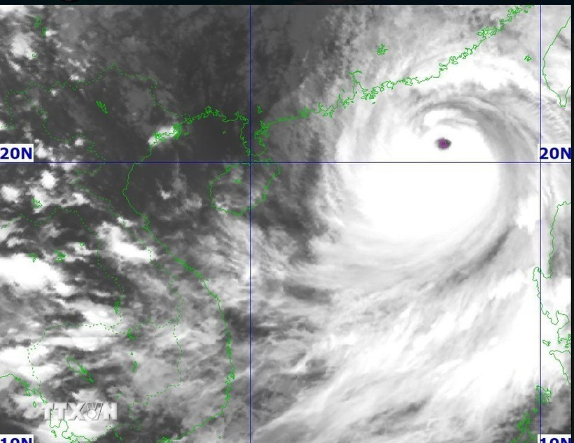 El centro de la tormenta a las 16:00 horas del 23 de septiembre. (Foto: VNA)