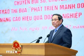 El primer ministro, Pham Minh Chinh, interviene en la ceremonia (Fuente: VNA)