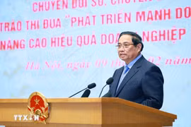 El primer ministro, Pham Minh Chinh, interviene en la ceremonia (Fuente: VNA)