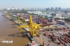 Operaciones de manipulación de contenedores en el puerto de Tan Thuan - Empresa del puerto Saigon. (Foto: VNA)
