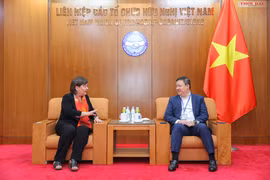 El vicepresidente de VUFO, Nguyen Ngoc Hung, se reúne con Claire Lachance, presidenta y directora ejecutiva de ReSurge International. (Foto: thoidai.com.vn)