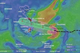 Trayectoria del tifón Kalmaegi a las 6:00 am del 5 de noviembre de 2025 (Foto: VNA)