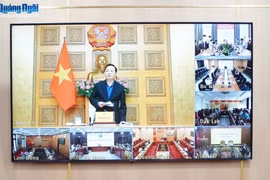 El viceprimer ministro Tran Hong Ha interviene en la reunioón. (Fuente: VNA)
