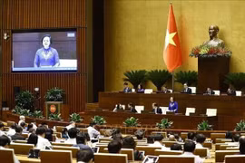 La ministra del Interior, Pham Thi Thanh Tra, aclara varios aspectos del proyecto de revisión de la Ley de Organización del Gobierno Local. (Foto: VNA)